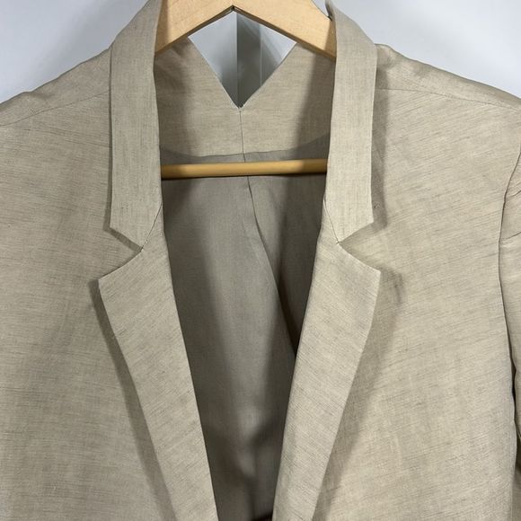 THEYSKENS’ THEORY Women’s Slub Linen/Silk Blend Open Front Blazer Tan Size 2/36 - Picture 6 of 14